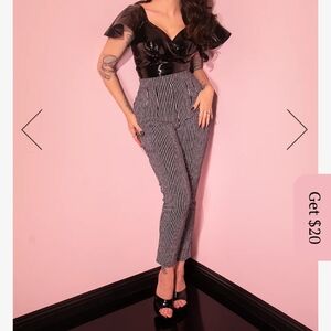 Cigarette Pants in Black Stripes - Vixen by Micheline Pit LARGE